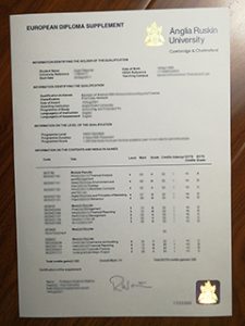 Anglia Ruskin University transcript