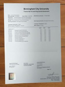 Birmingham City University transcript