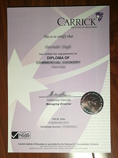 Carrick Institute of Education certificate