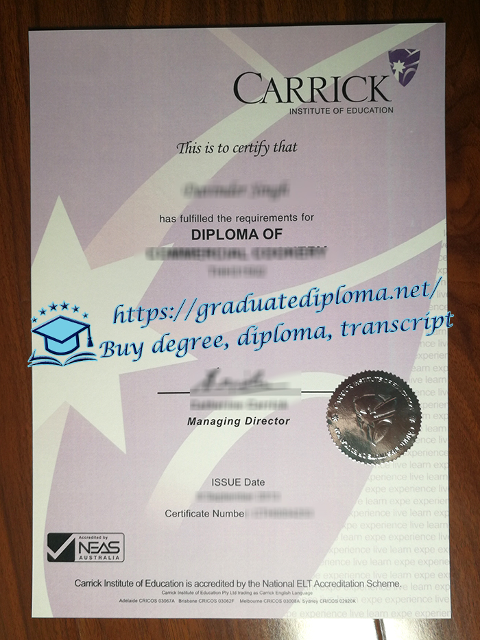 Carrick Institute of Education diploma