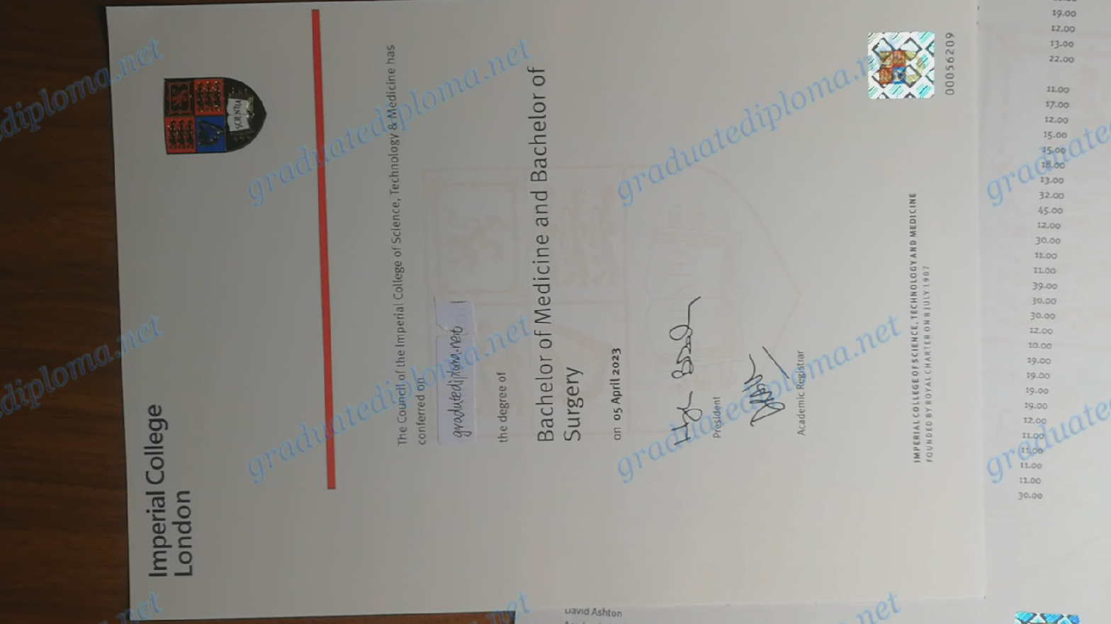 Imperial College London diploma