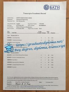University of Bath transcript