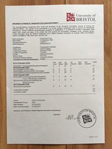 University of Bristol transcript