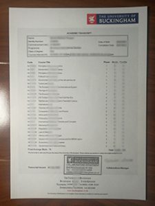 University of Buckingham transcript
