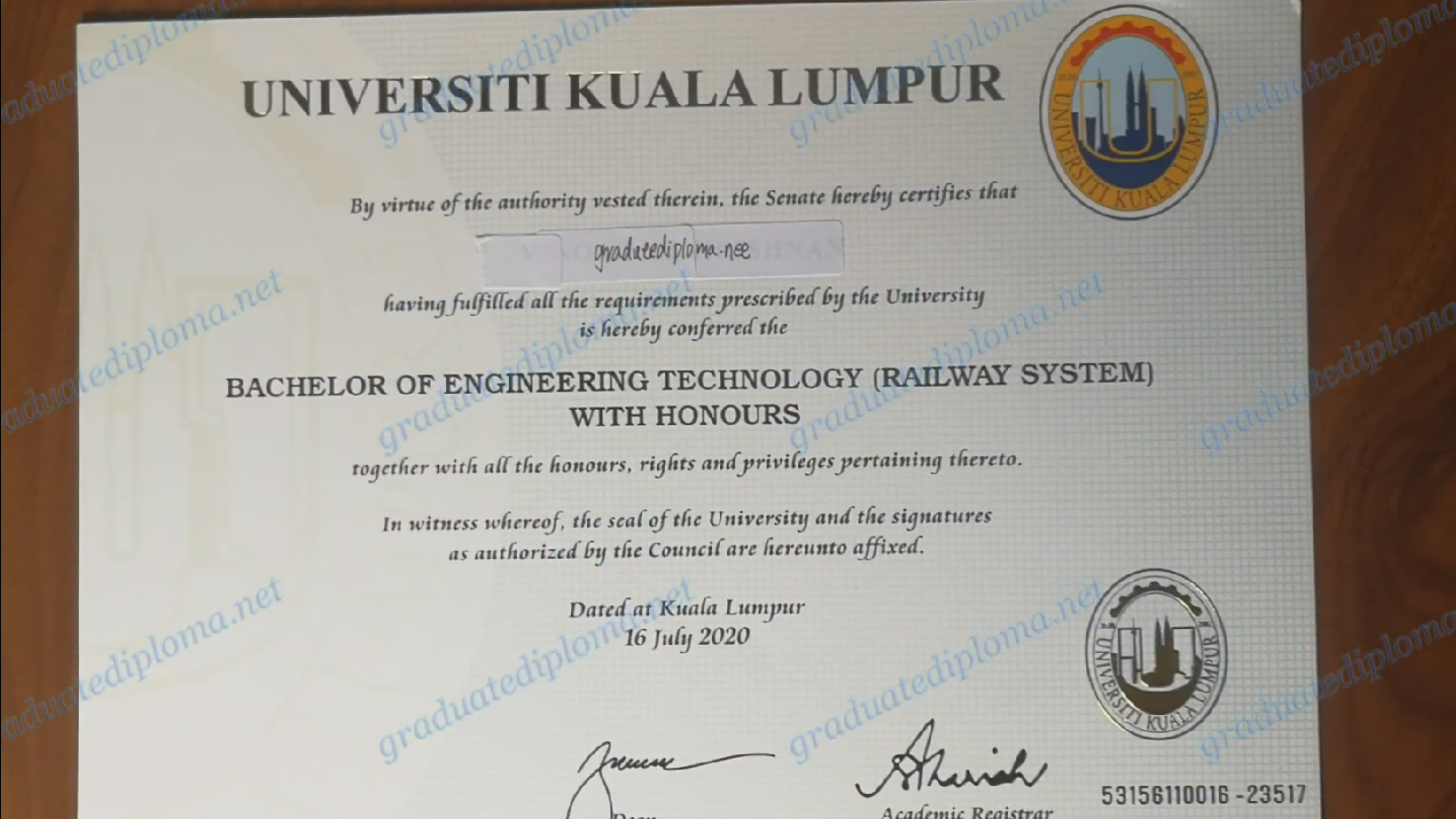 University of Kuala Lumpur diploma