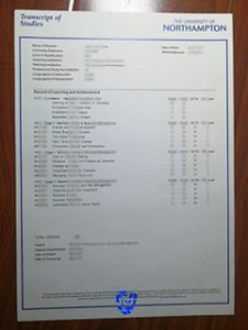 University of Northampton transcript