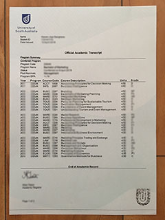 University of South Australia transcript