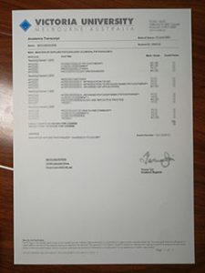 Victoria University transcript