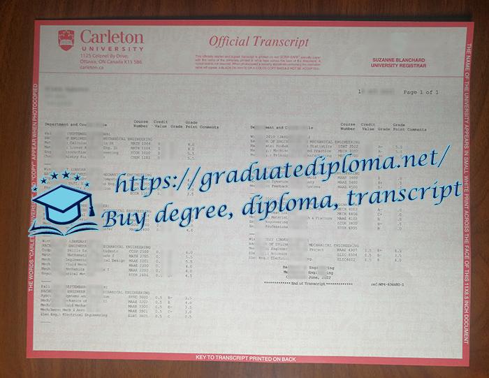 Carleton University transcript