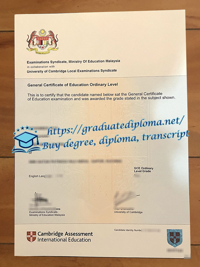 Malaysia GCE O Level Certificate