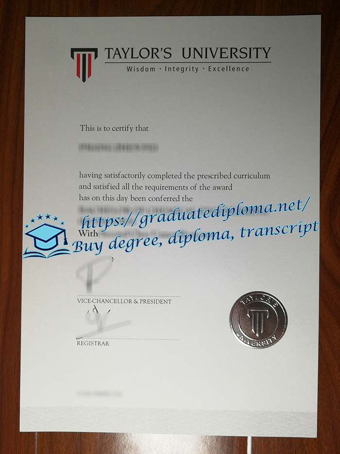 Taylor's University diploma