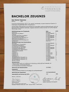 Hochschule Fresenius transcript