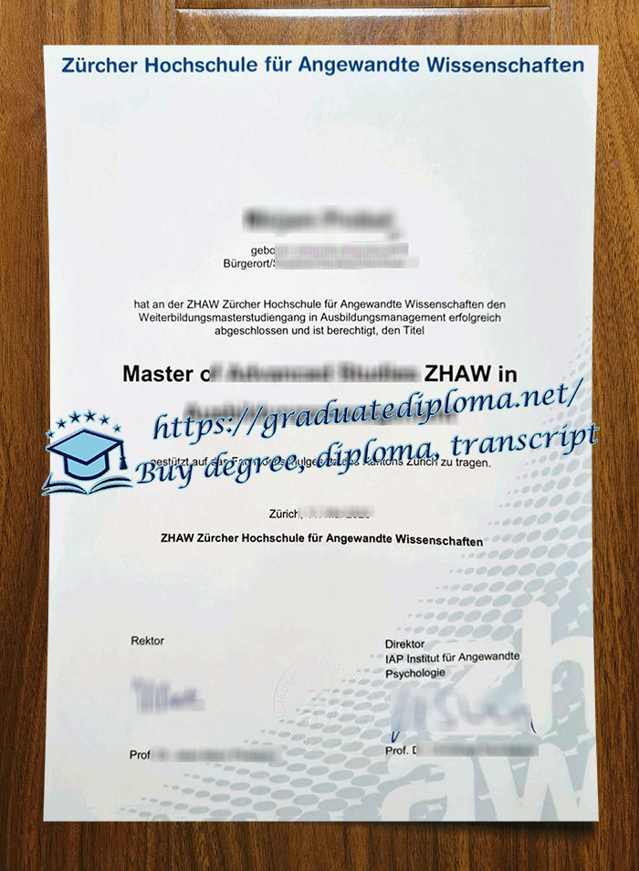 Zürcher Hochschule für Angewandte Wissenschaften diploma