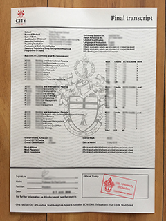 City, University of London transcript