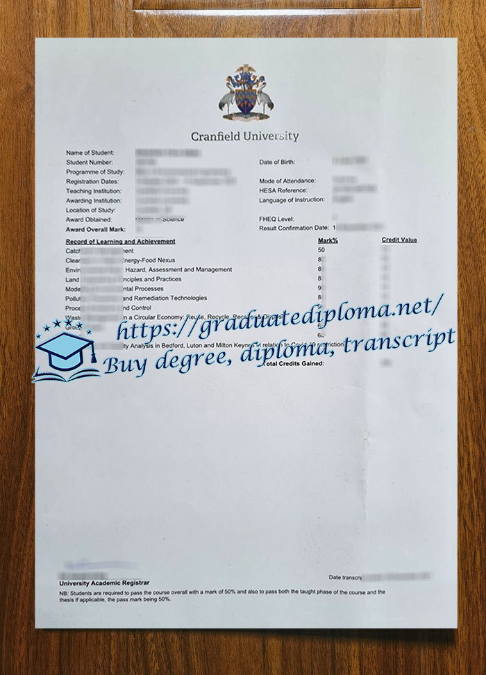 Cranfield University transcript