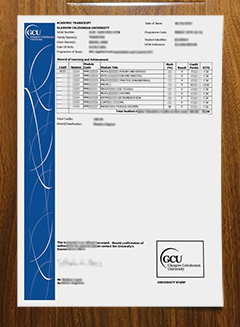 Glasgow Caledonian University transcript