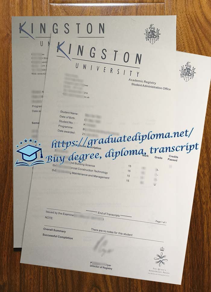 Kingston University trasncript