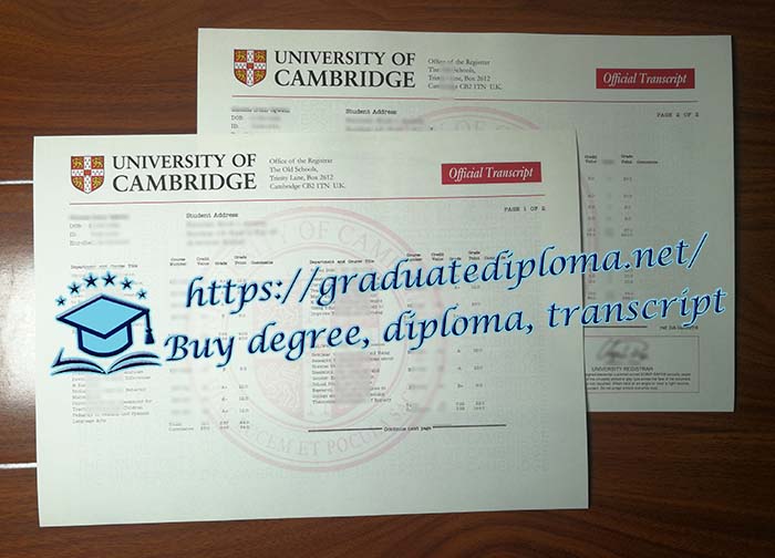 University of Cambridge transcript