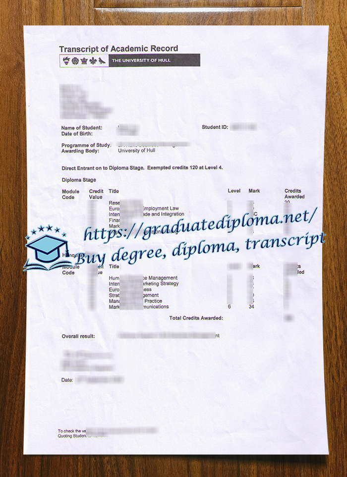 University of Hull transcript