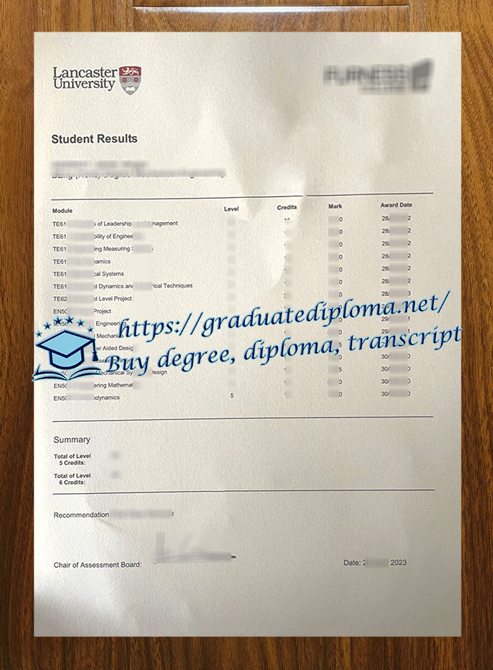 Lancaster University transcript