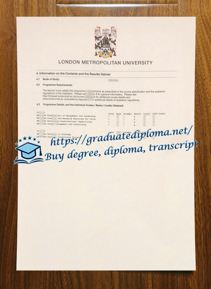 London Metropolitan University transcript