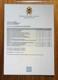 Manchester Metropolitan University transcript