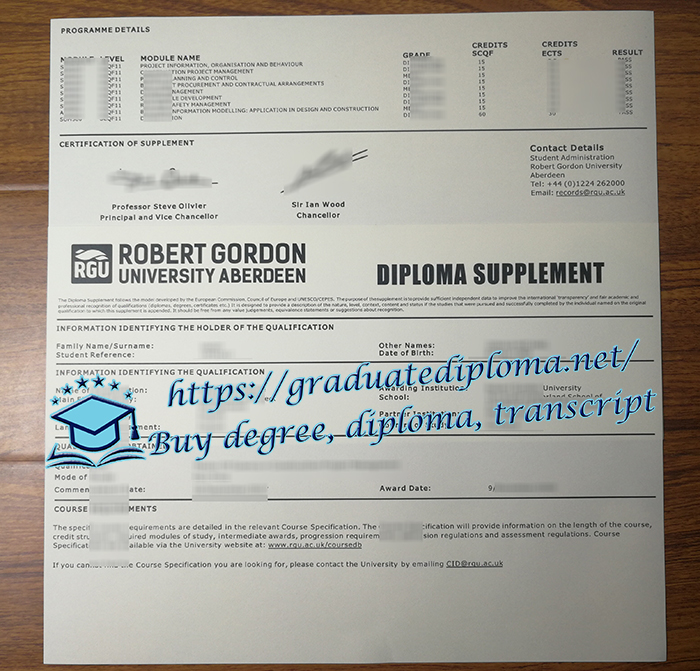 Robert Gordon University transcript