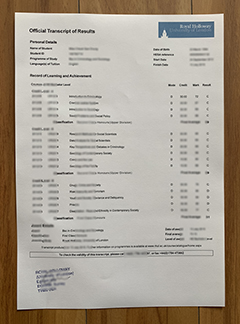 Royal Holloway University of London transcript