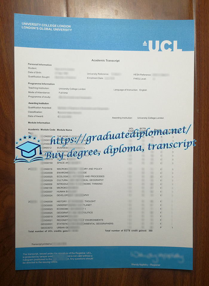 University College London transcript