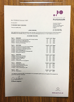 University of Portsmouth transcript