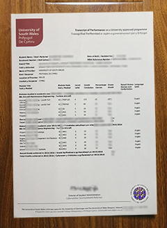 University of South Wales transcript