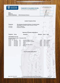 University of Auckland transcript