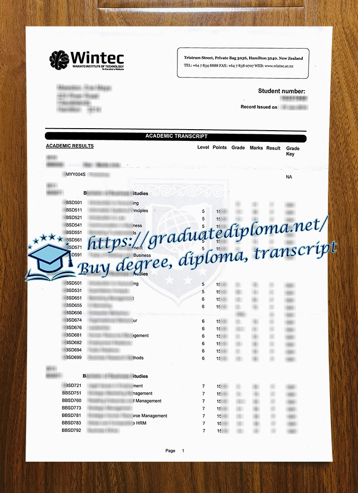 Waikato Institute of Technology transcript