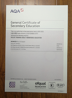 AQA GCSE certificate