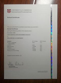 Cambridge SC certificate