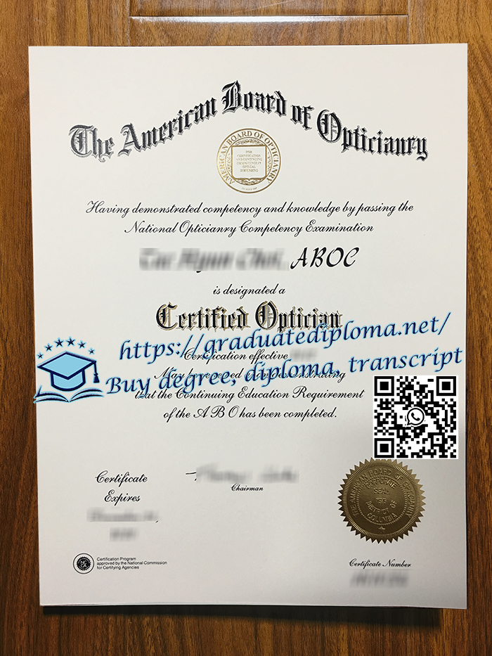 ABO Optician Certificate