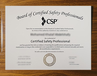 Certified Safety Professiona certificate