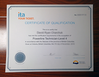 ITA BC Powerline Technician certificate