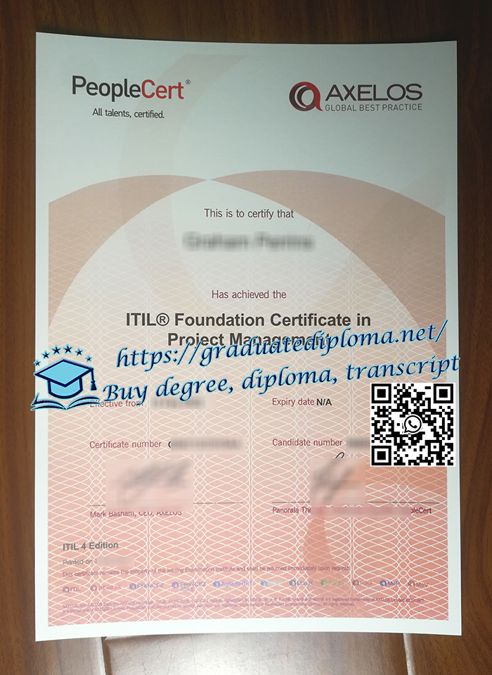 ITIL 4 Foundation certificate