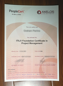 ITIL 4 Foundation certificate