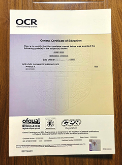 OCR GCE certificate