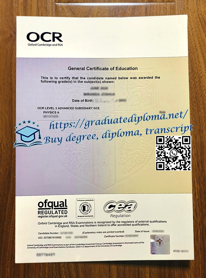 OCR GCE certificate