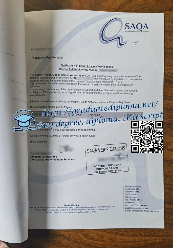 SAQA-certificate