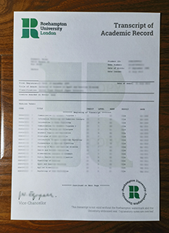 University of Roehampton London transcript