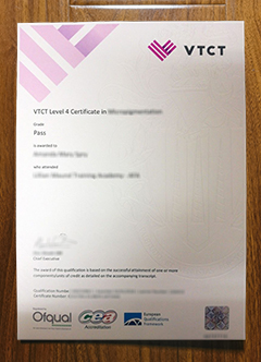 VTCT Level 4 certificate