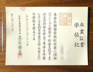 Tokyo University of Foreign Studies diploma