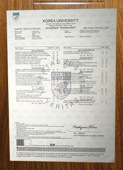 Korea University transcript