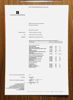 Universiteit van Amsterdam transcript