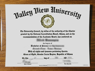 Valley View University diploma