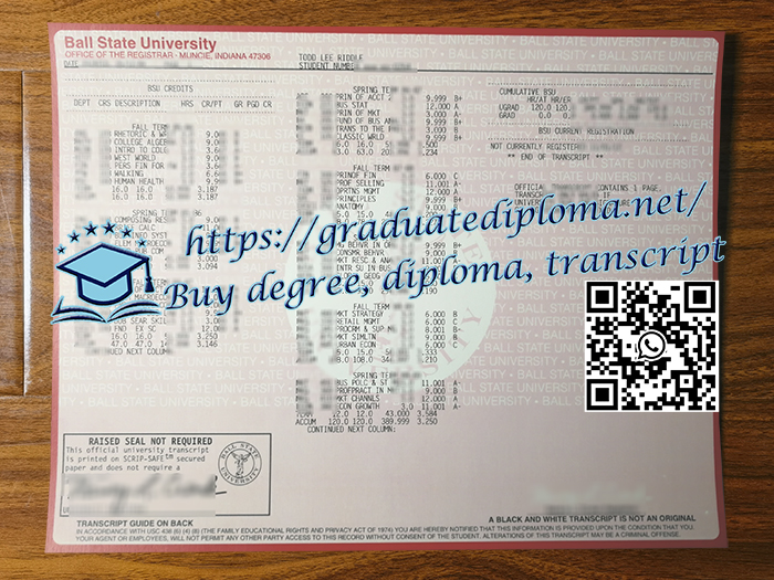 Ball State University transcript